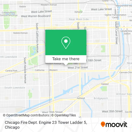 Chicago Fire Dept.  Engine 23 Tower Ladder 5 map