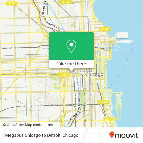 Mapa de Megabus Chicago to Detroit