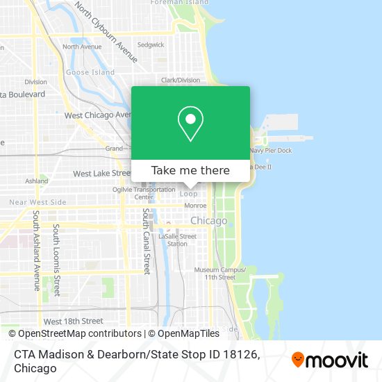 CTA Madison & Dearborn / State Stop ID 18126 map