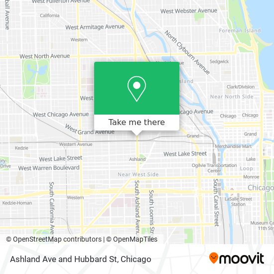 Ashland Ave and Hubbard St map