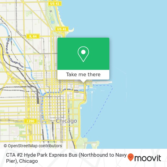CTA #2 Hyde Park Express Bus (Northbound to Navy Pier) map
