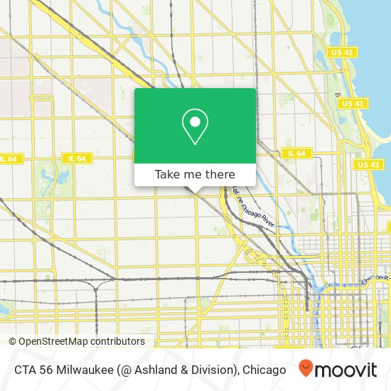 Mapa de CTA 56 Milwaukee (@ Ashland & Division)