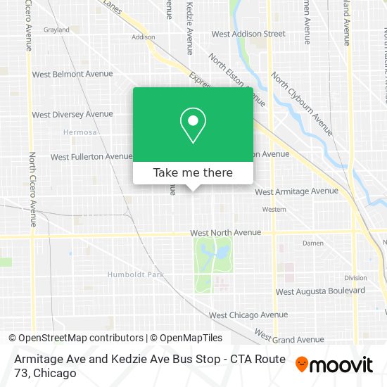 Mapa de Armitage Ave and Kedzie Ave Bus Stop - CTA Route 73