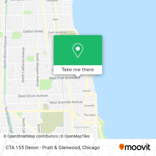 CTA 155 Devon - Pratt & Glenwood map