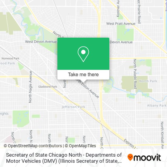 Mapa de Secretary of State Chicago North - Departments of Motor Vehicles (DMV) (Illinois Secretary of State
