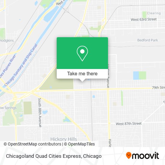 Mapa de Chicagoland Quad Cities Express