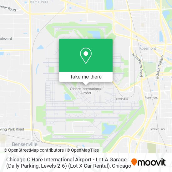 Chicago O'Hare International Airport - Lot A Garage (Daily Parking, Levels 2-6) (Lot X Car Rental) map