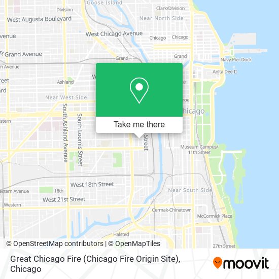 Mapa de Great Chicago Fire (Chicago Fire Origin Site)