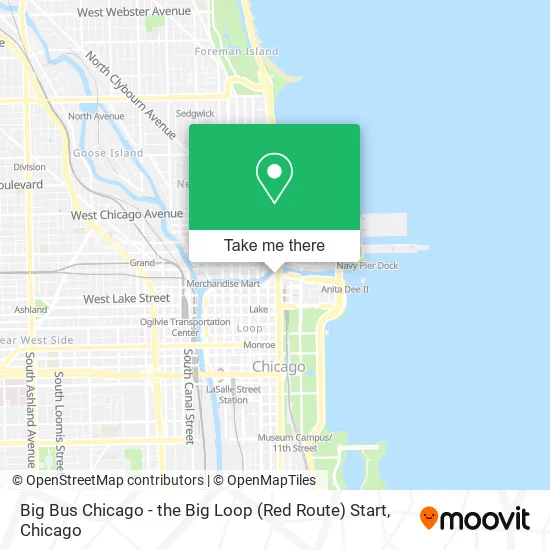 Big Bus Chicago - the Big Loop (Red Route) Start map