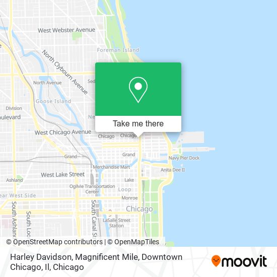 Mapa de Harley Davidson, Magnificent Mile, Downtown Chicago, Il