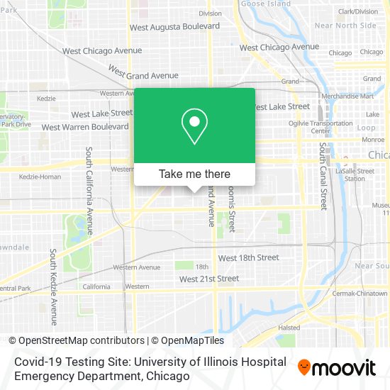 Covid-19 Testing Site: University of Illinois Hospital Emergency Department map