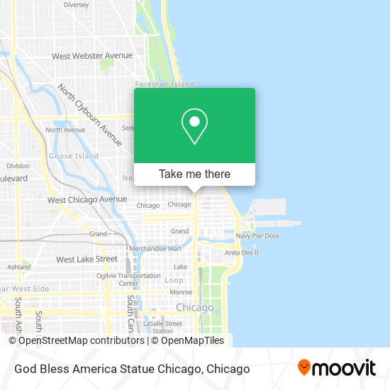 God Bless America Statue Chicago map