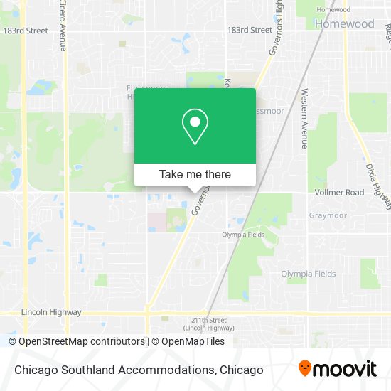 Mapa de Chicago Southland Accommodations