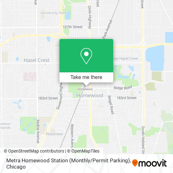 Metra Homewood Station (Monthly / Permit Parking) map