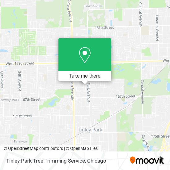 Tinley Park Tree Trimming Service map