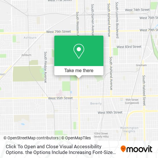 Click To Open and Close Visual Accessibility Options. the Options Include Increasing Font-Size and map