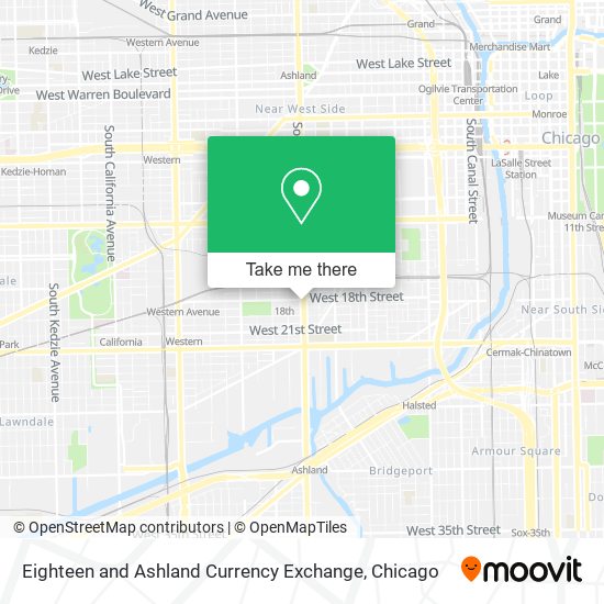 Eighteen and Ashland Currency Exchange map