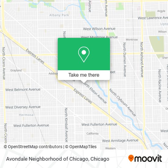 Mapa de Avondale Neighborhood of Chicago