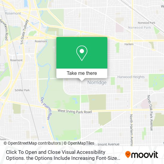 Click To Open and Close Visual Accessibility Options. the Options Include Increasing Font-Size and map