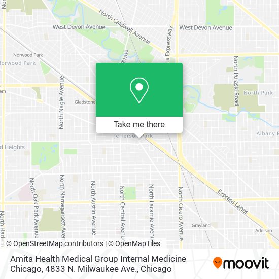 Mapa de Amita Health Medical Group Internal Medicine Chicago, 4833 N. Milwaukee Ave.