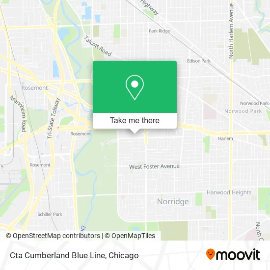 Cta Cumberland Blue Line map
