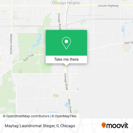 Maytag Laundromat Steger, Il map