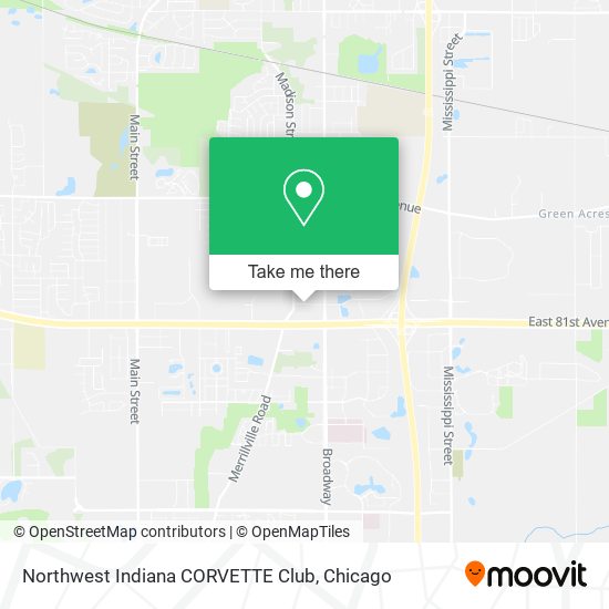 Mapa de Northwest Indiana CORVETTE Club