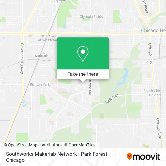 Mapa de Southworks Makerlab Network - Park Forest
