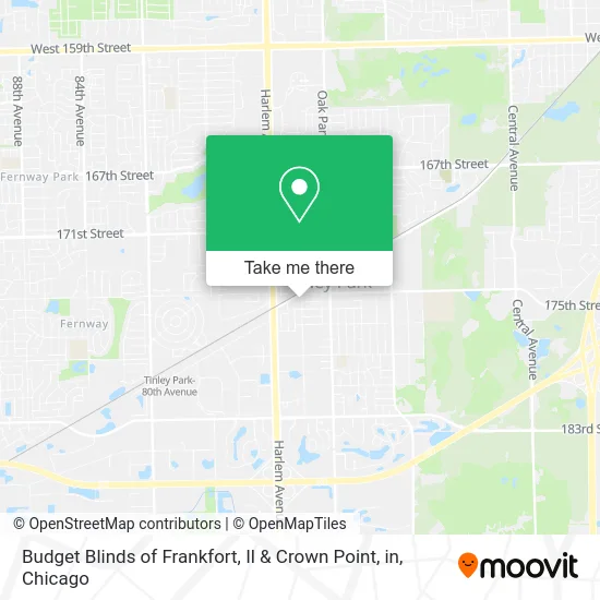 Budget Blinds of Frankfort, Il & Crown Point, in map