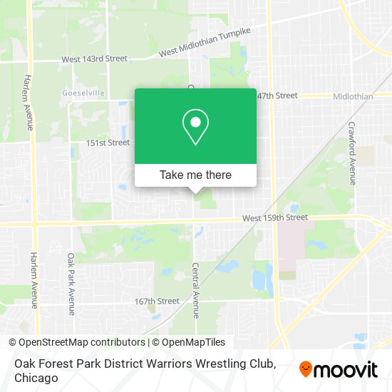 Oak Forest Park District Warriors Wrestling Club map