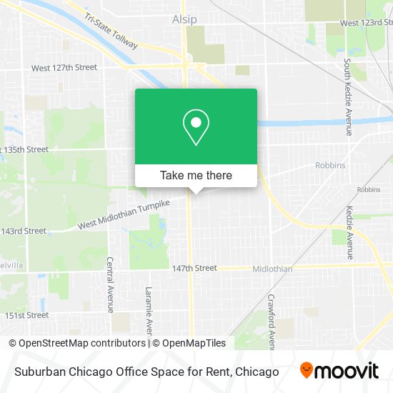 Mapa de Suburban Chicago Office Space for Rent