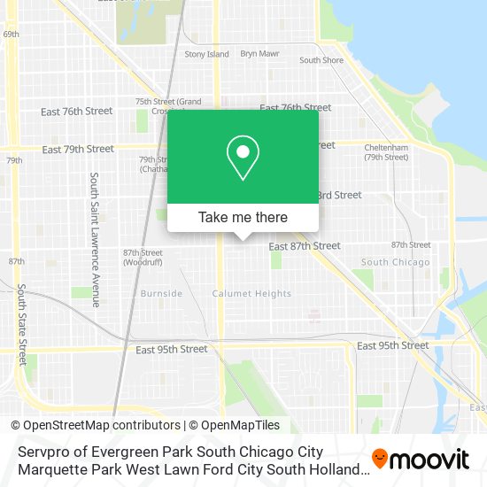 Servpro of Evergreen Park South Chicago City Marquette Park West Lawn Ford City South Holland . map
