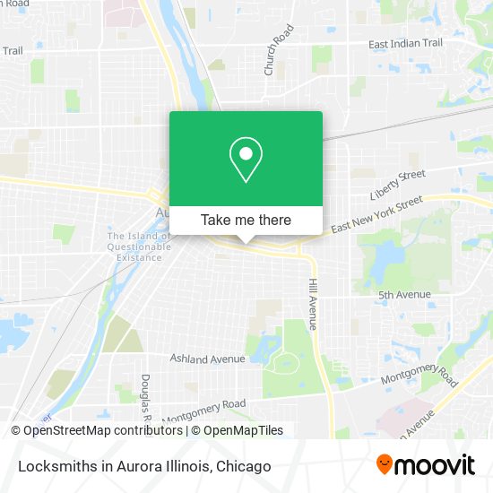 Locksmiths in Aurora Illinois map