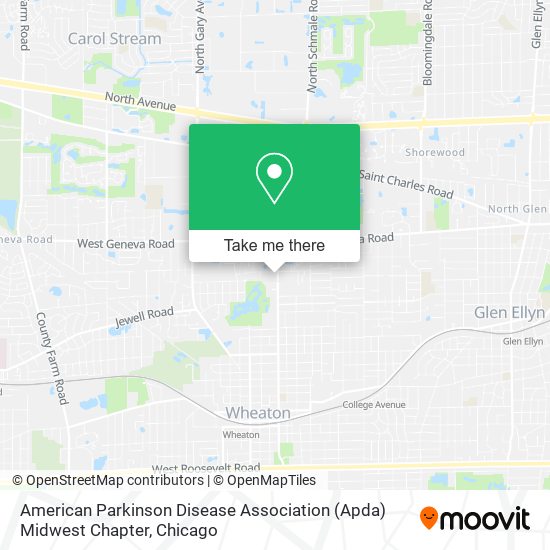 Mapa de American Parkinson Disease Association (Apda) Midwest Chapter