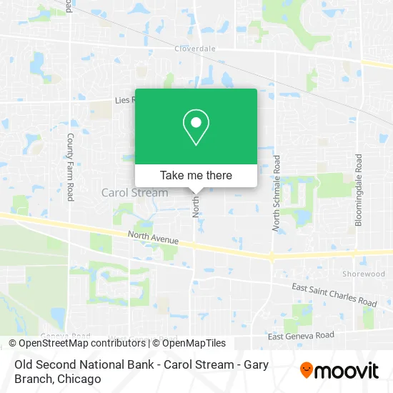 Old Second National Bank - Carol Stream - Gary Branch map