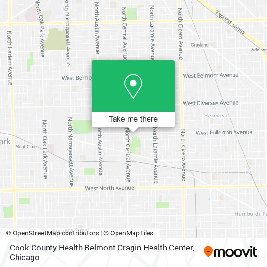 Mapa de Cook County Health Belmont Cragin Health Center