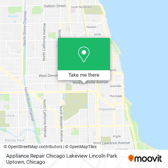 Mapa de Appliance Repair Chicago Lakeview Lincoln Park Uptown