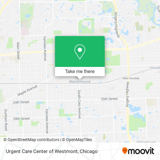 Urgent Care Center of Westmont map