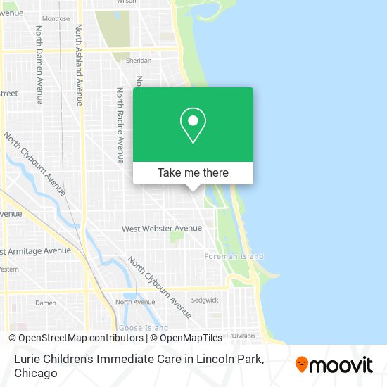 Lurie Children's Immediate Care in Lincoln Park map