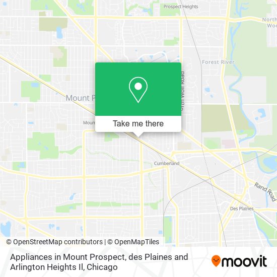 Appliances in Mount Prospect, des Plaines and Arlington Heights Il map