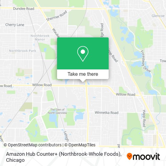 Mapa de Amazon Hub Counter+ (Northbrook-Whole Foods)