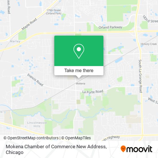 Mapa de Mokena Chamber of Commerce New Address