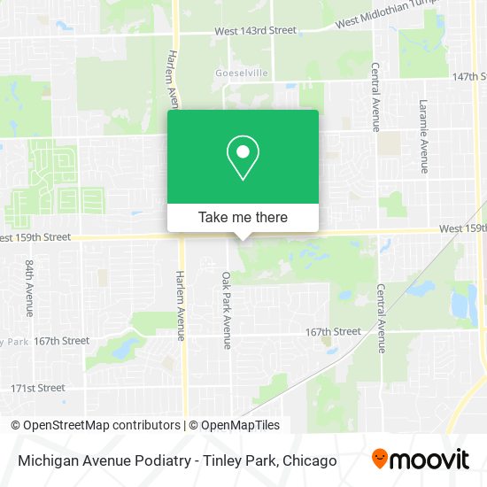 Michigan Avenue Podiatry - Tinley Park map