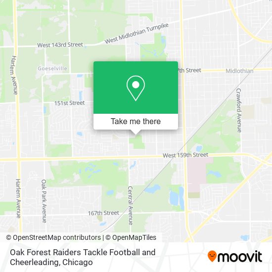 Oak Forest Raiders Tackle Football and Cheerleading map