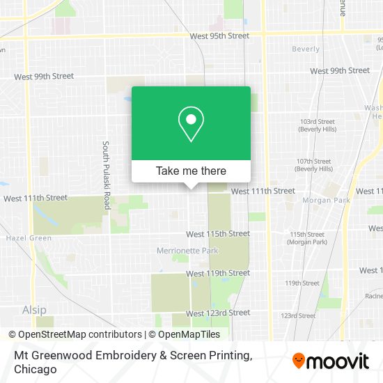 Mt Greenwood Embroidery & Screen Printing map