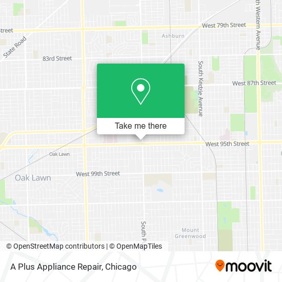 A Plus Appliance Repair map