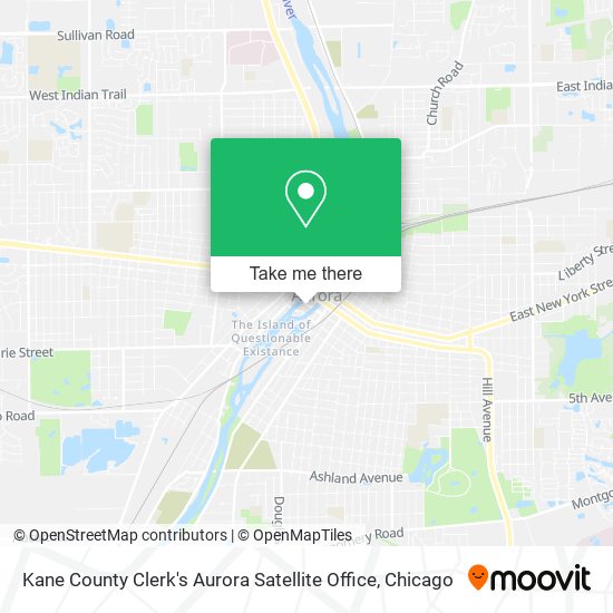 Mapa de Kane County Clerk's Aurora Satellite Office