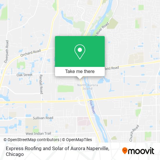 Express Roofing and Solar of Aurora Naperville map