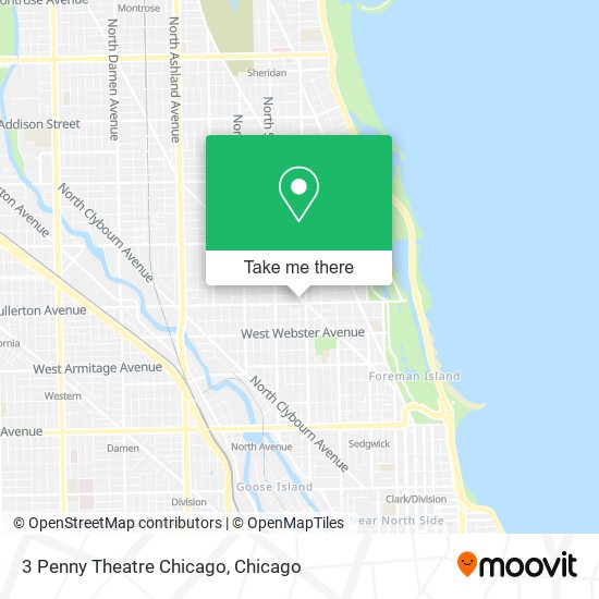 Mapa de 3 Penny Theatre Chicago