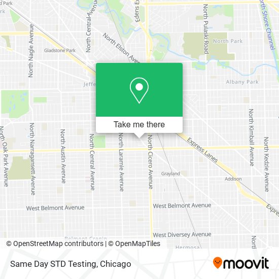 Same Day STD Testing map